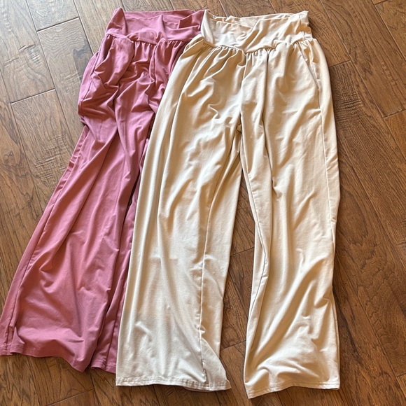 Ueu Other - UEU Pink and Cream Wide-Leg Pants set of two